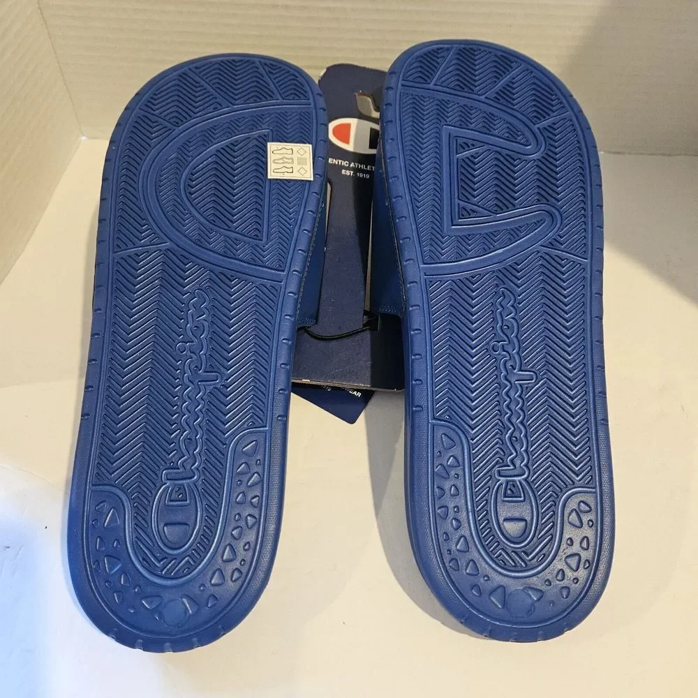 Champion Size 14 Men's Super Slide Sandals Blue Red Flats Nwt Flip Flops Sandals